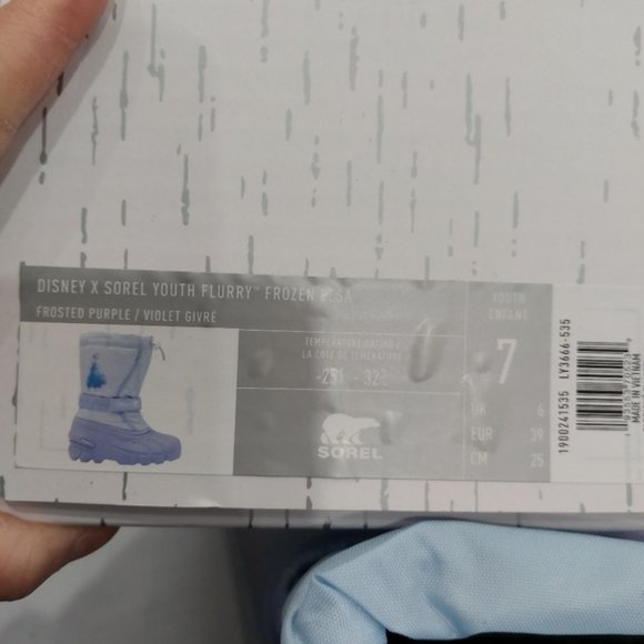 Sorel x Disney Girls Youth Flurry Frozen Elsa Snow Boots Frosted Purple - Picture 8 of 8